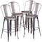 Flash Furniture Lincoln 4 Pk. 30" High Silver Antique Finish with Clear Coat Barstool with Back and Wood Seat 4-XU-DG-TP001B-30-WD-GG - alternate 2